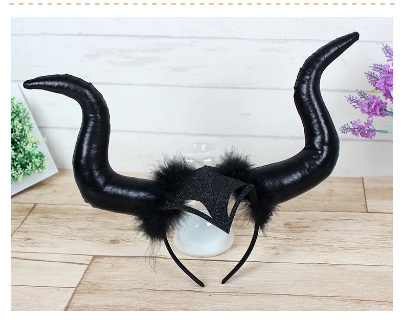 Maleficent Devil Horn ободок с рогом повязка для волос вечерние сувениры Хэллоуин косплей-реквизиты для вечеринки Рождество Хэллоуин бант для волос