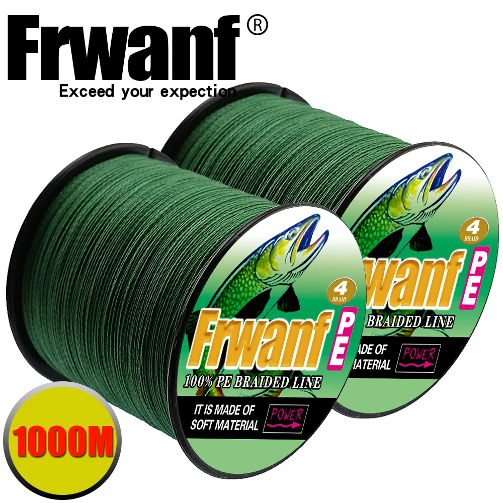 Frwanf плетеная леска с 4 нитями много волоконная рыболовная из ПЭ 1000 м нити PE тканый