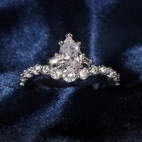 crown shape inlaid zircon silver color rings fashion simple banquet wedding rings women rings birthday gift for girlfriend