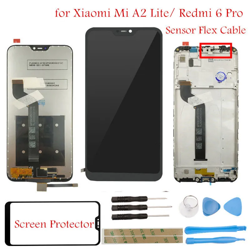 ЖК дисплей для Xiaomi Mi A2 Lite/ Redmi 6 Pro сенсорный + рамка в сборе экран запасные