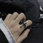 1 шт. винтажное черное большое открытое кольцо с крестом для женщин и мужчин, ювелирные изделия для вечеринок, модное готическое металлическое кольцо на палец, новогодние подарки, оптовая продажа