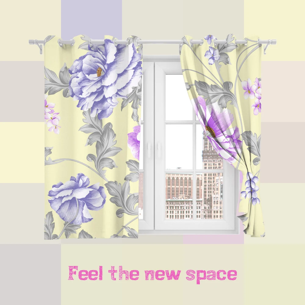 

Punch Hook Blackout Curtain Flower Customized Full Shade Sunscreen Blinds For Windows Home Kitchen Bedroom LivingRoom Decoration