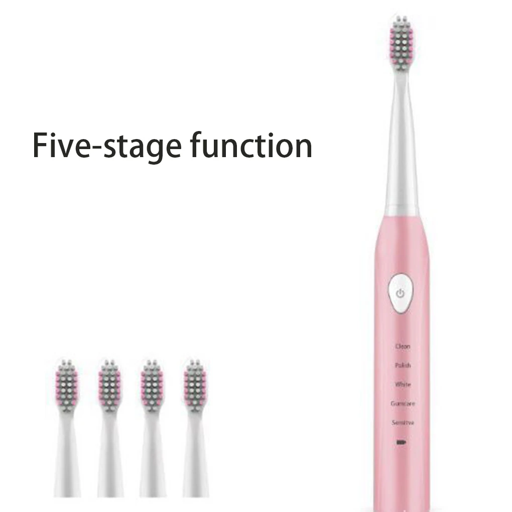 Щетка Зубная ультразвуковая аккумуляторная с зарядкой от USB 4 сменными головками