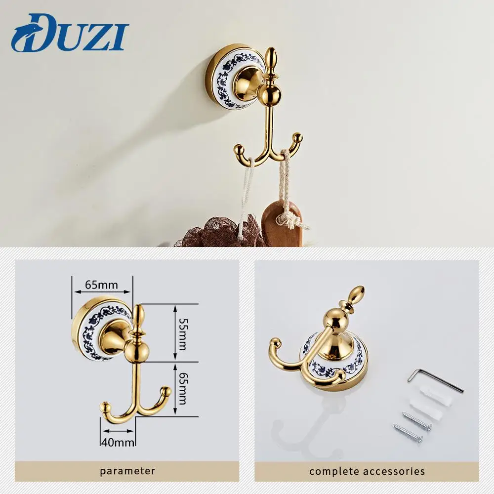 zinc alloy gold bathroom accessories in bulk sale contain towel bar robe hook paper holder cup holder soap box bath hardware set free global shipping