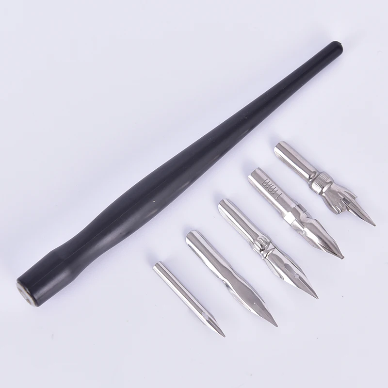 Cartoon Nib Holder Eraser Painting Material escolar Stationery Set Manga Pen Dip Calligraphy Drawing Tool 5 Nib+2Holder+1 Eraser