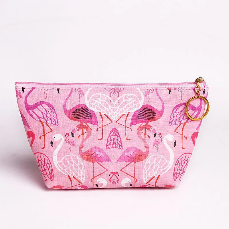 Розовый фламинго макияж сумки портативный чехол для хранения монет Путешествия