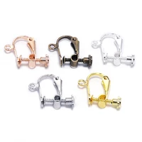 10pcs 1513mm brass screw ear clip earring settings rotate pads earring findings base blank bezel for jewelry making supplies