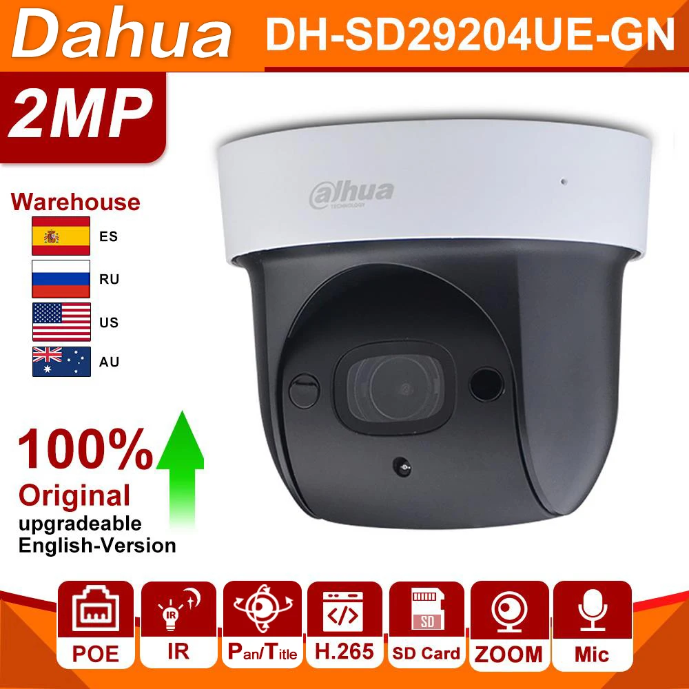 

Dahua Original Starlight PTZ 2MP SD29204UE-GN HD POE 4X ZOOM Built-in MIC IR 30M Face Detection IP Camera replace SD29204T-GN