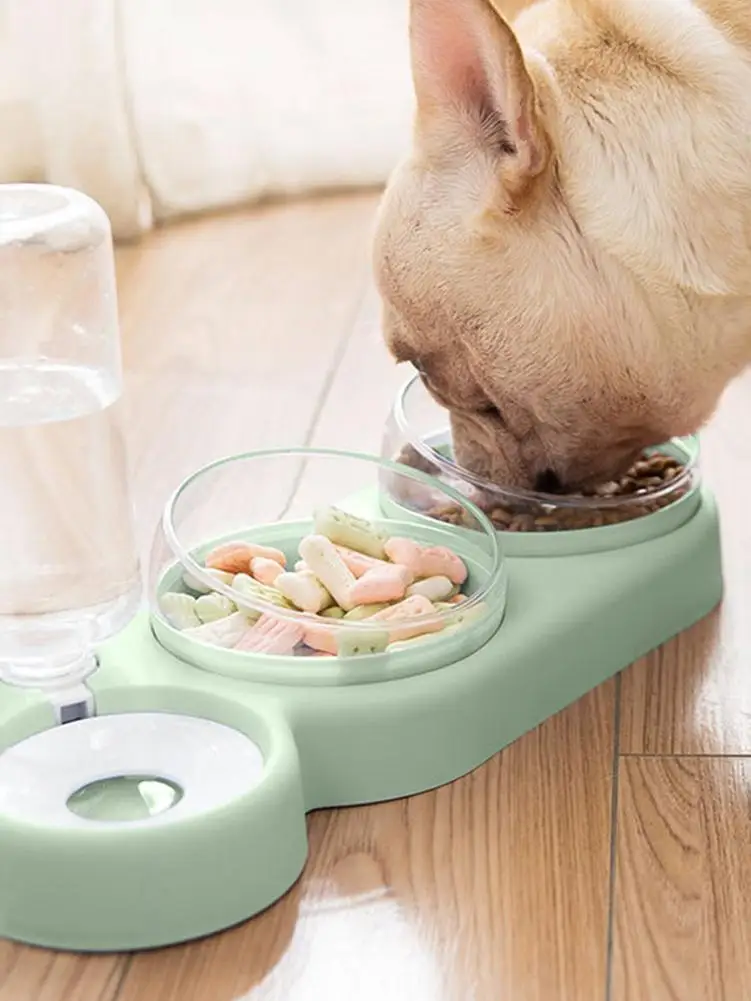 Миска для домашних животных кошек двойная миска еды с автоматическим дозатором