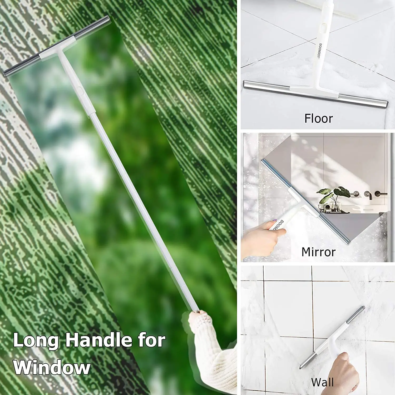 Скребок для мытья окон BOOMJOY резиновый скребок душа с регулируемой ручкой 43 дюйма