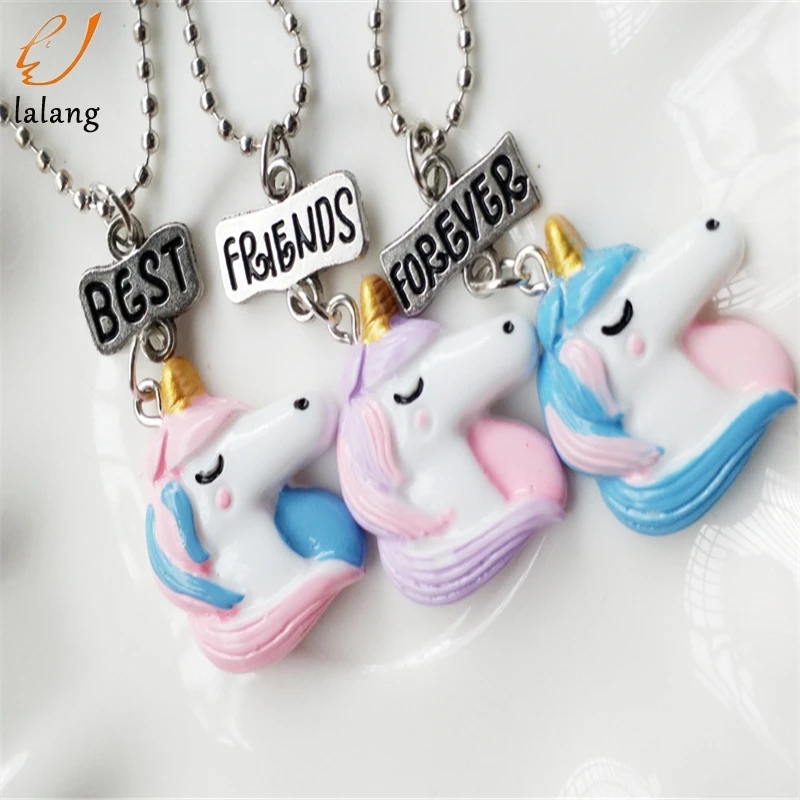2020 популярные детские украшения лучший друг навеки Цепочки и ожерелья Единорог