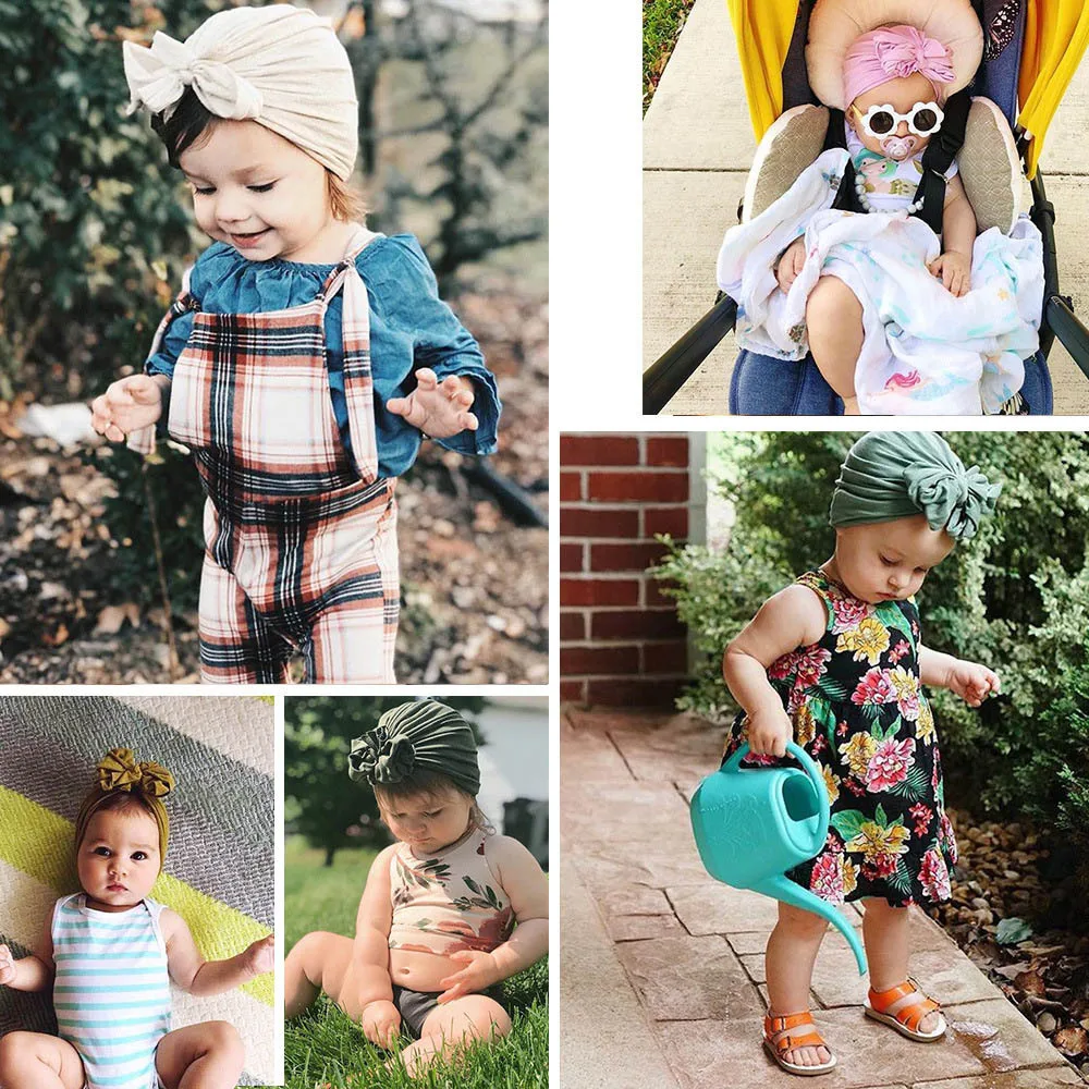 18 Цвета детская шапка мягкие хлопковые вязаные шапочки с бантом шляпа шапки Топ