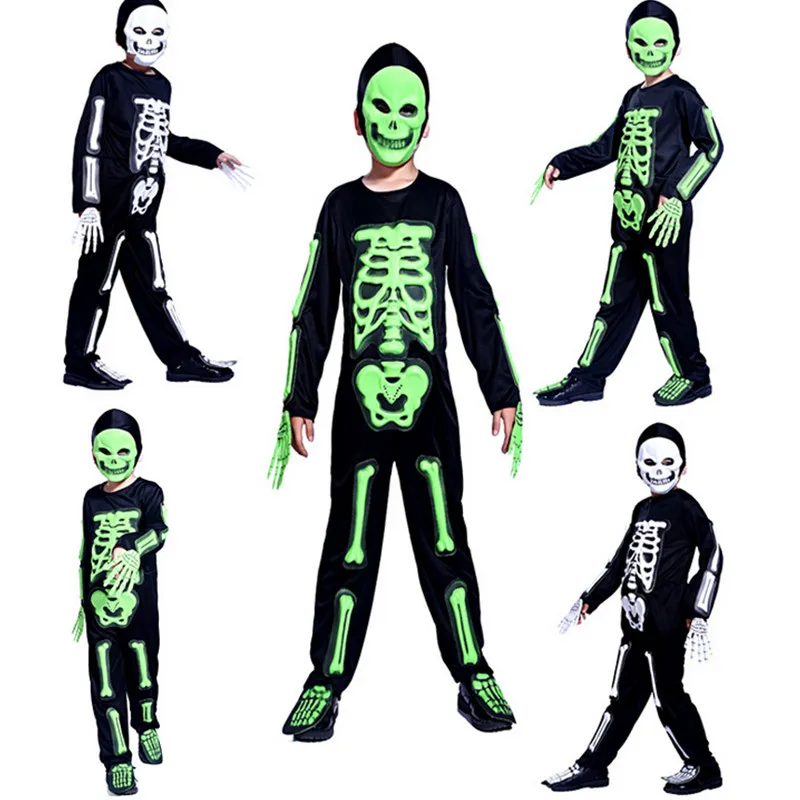 Костюмы на Хэллоуин для мальчиков Человек Призрака с черепом костюмированной