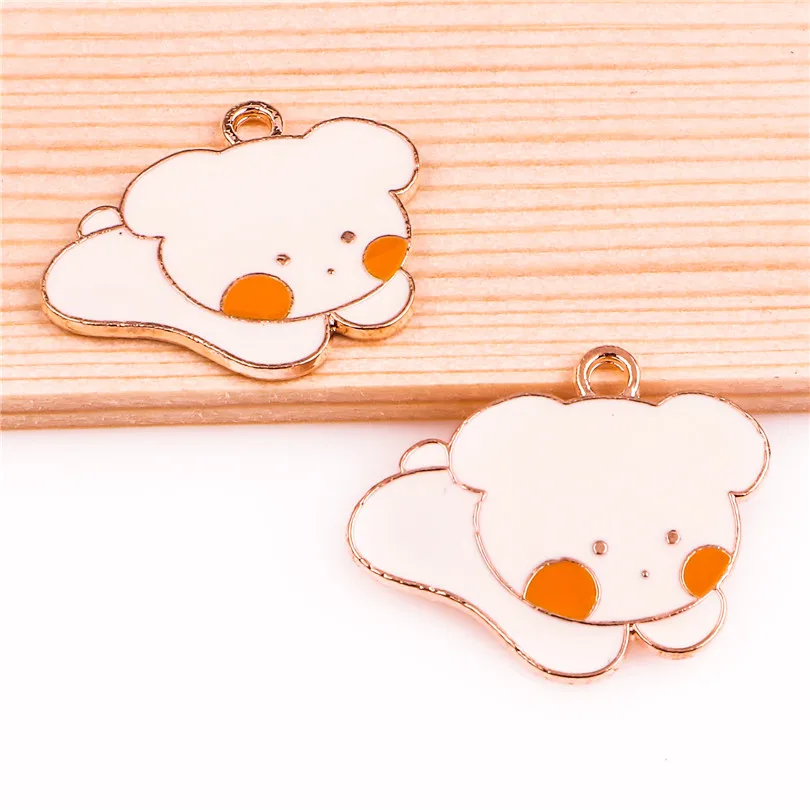 

15pcs Alloy Enamel Drop Oil Cute Pink Bear Animals Golden Pendant Findings Charms for Jewelry DIY Necklace Accessories Making