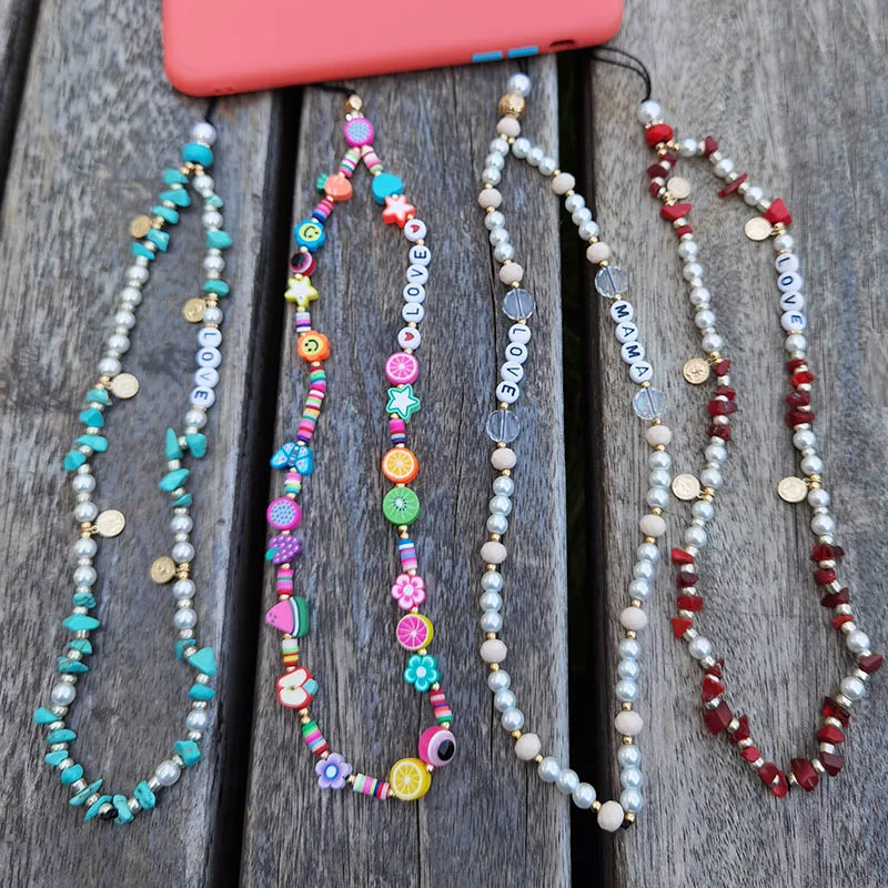 New Design String Mobile Chain Phone Letter customer Choker Necklace Strap Lanyard for Key Chain  Lady Gift