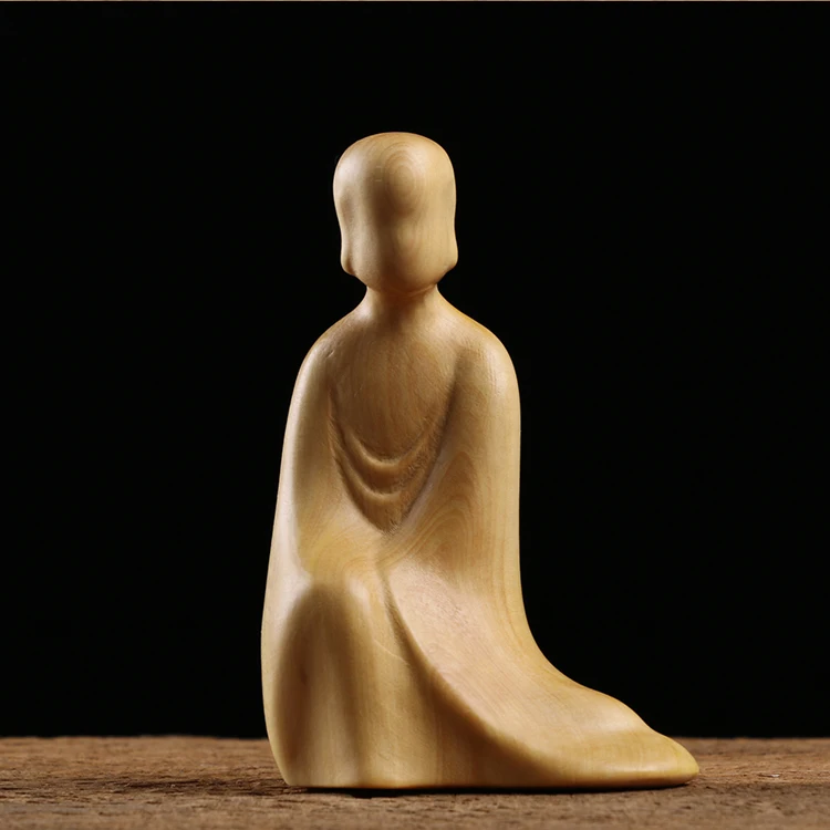 Искусственное украшение резьба по натуральному дереву статуя Дзен Будды