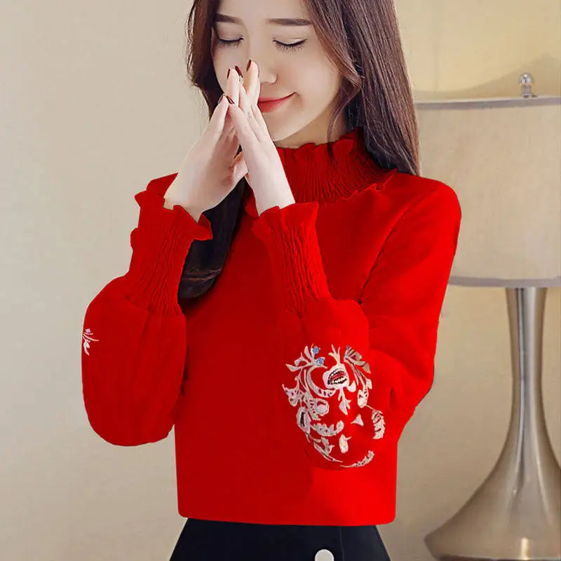 Женская блузка с цветочной вышивкой элегантная повседневная рубашка размера