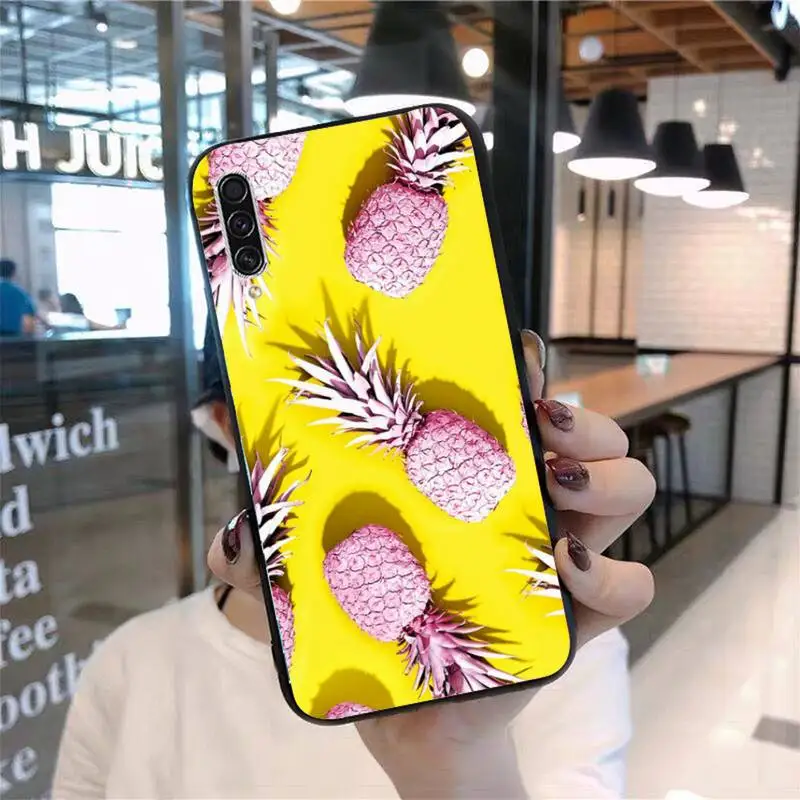 Yellow Pineapple Pink Silicone Phone Case For Samsung A40 A50 A51 A71 A20E A20S S8 S9 S10 S20 Plus note 20 ultra 4G 5G | Мобильные