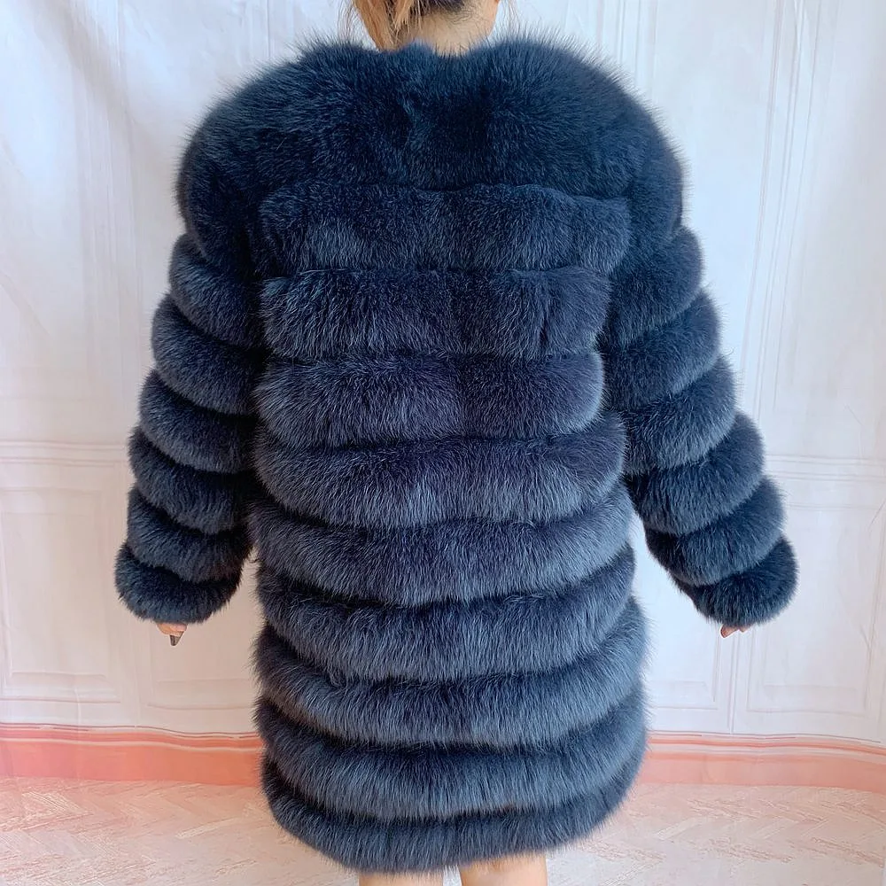 Новинка зимнее теплое Женское пальто из натурального Лисьего меха Женская