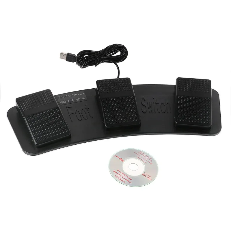 

HID ножной переключатель с USB 3-х позиционный Педальный мусорный ящик переключатель FS2-P трех ножная педаль переключатель с кабелем 2 м