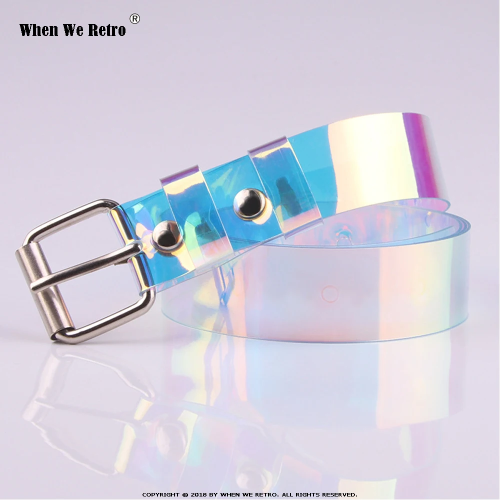 Женский ремень с квадратными пряжками прозрачный длинный в стиле ретро