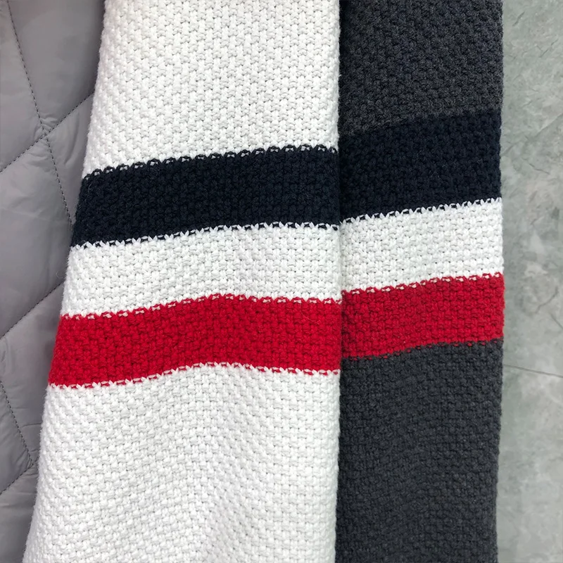 TB THOM Coats Winter Fashion Brand Men's Jacket Classic RWB Stripe Diamond Lattice Turtleneck Cotton-Padded Pullovers Jackets