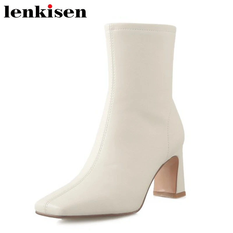 

Lenkisen 2022 элегантные эластичные сапоги зимние красивые женские сапоги с квадратным носком на толстом высоком каблуке из коровьего спилка про...