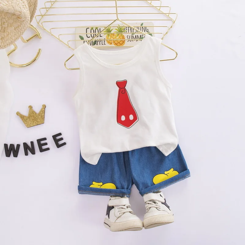 

Children Summer Cotton Baby Boys Girl Clothes Printed Cartoon Vest Shorts 2Pcs/sets Infant Outfit Kid Fashion Toddler Tracksuits