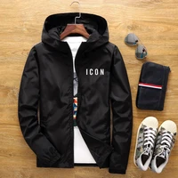 icon new mens casual hooded bomber jacket spring and autumn hip hop plus size windbreaker sportswear zipper jacket mens jacket
