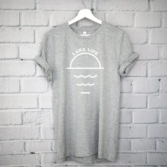 Женская хлопковая футболка для отпуска с изображением озера лодки | одежда