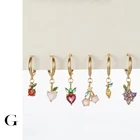 GHIDBK корейские японские милые и милые летние маленькие радужные фрукты кубический цирконий подвески Huggie кольца серьги Модные ювелирные изделия