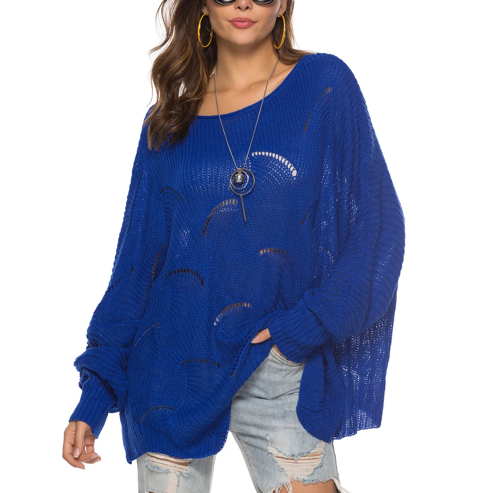 Женские Модные свободные свитера с рукавами летучая мышь сезон весна-осень