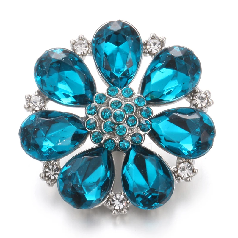 13 Новые оснастки ювелирные изделия Большой металлический цветок с кристаллом кнопки с Стразы Fit DIY 18 мм Оснастки браслеты и браслеты Кнопка ювелирные изделия - Окраска металла: 13