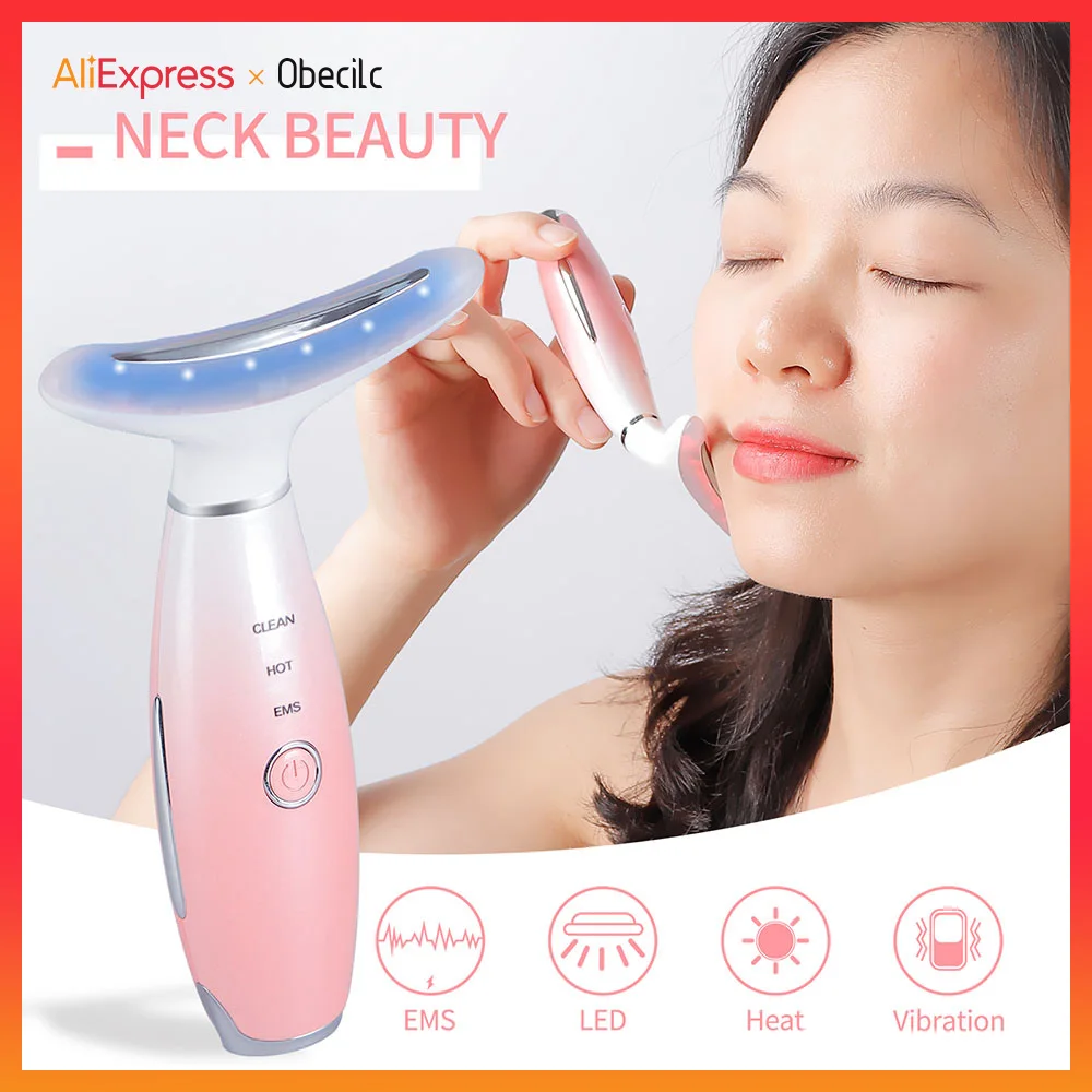 

3 Modes Neck Face Beauty Massager Neck Beauty Instrument LED Photon Therapy Skin Tighten Reduce Double Chin Anti Wrinkle Device