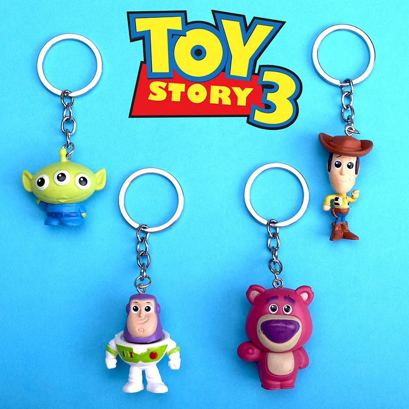 

Disney Cute Movie Toy Story 4 Woody Buzz Lightyear PVC Action Figure Keychain Jessie Woody KeyRing Toys for Children Gift