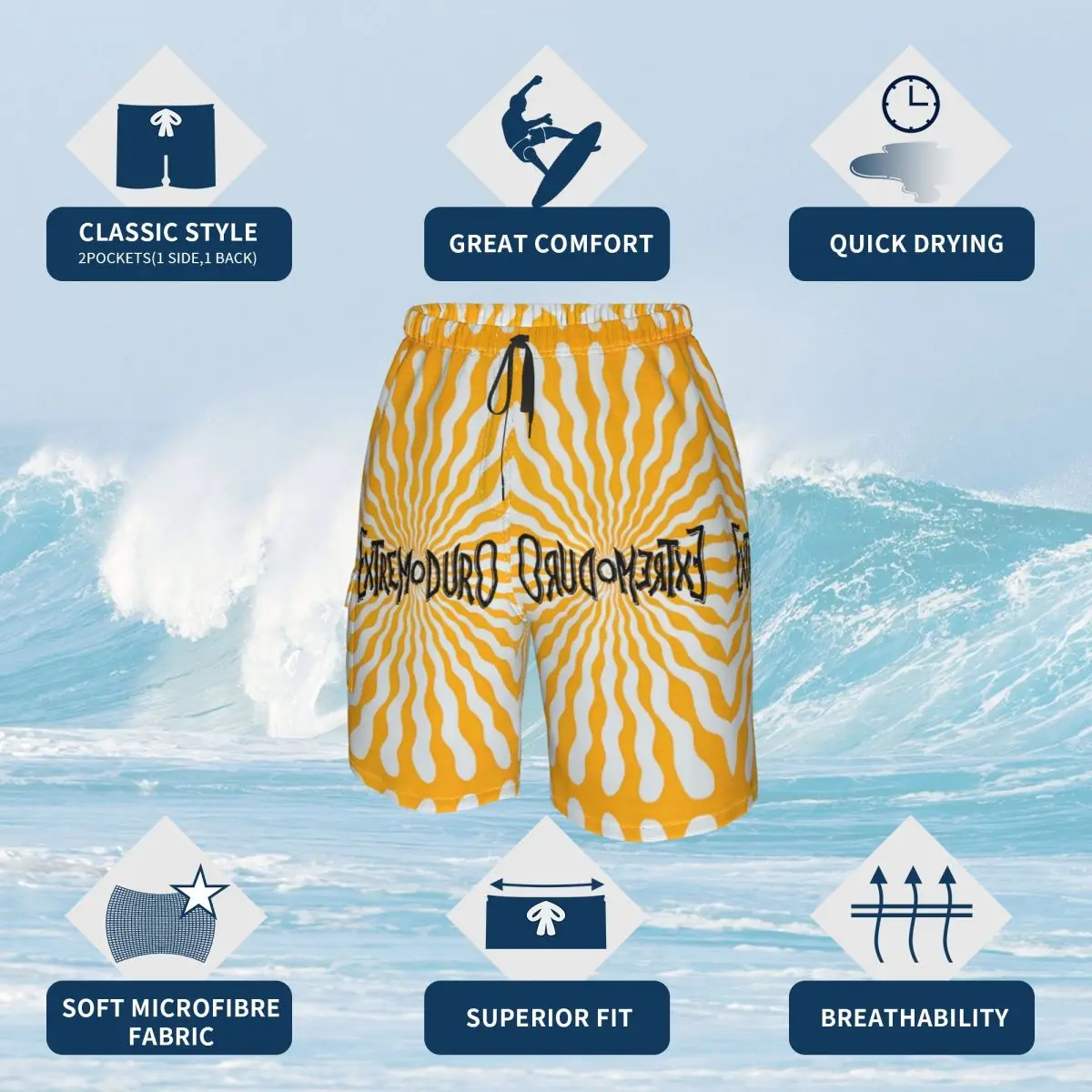 

Promo Pocket beach pants Fondo Extremoduro 1 Beach R251 Breathable Quick Dry Print Hot Sale Male Shorts
