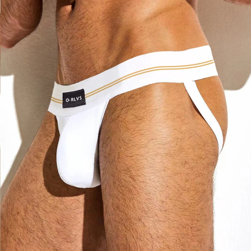 Мужские Трусы-стринги ORLVS черные бесшовные трусы с широким ремнем 5 см Т-образной