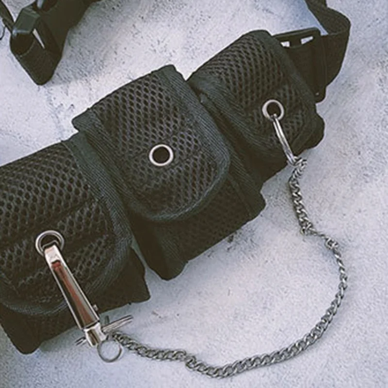Готическая Панк поясная сумка нагрудные сумки мужской женский классный уличный