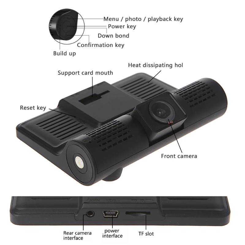 

2021 New Dash Cam Camera 4 inch 1080P Three Lens Car DVR Camera Vehicle Camcorder 3 Lens