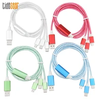 1.2m 3 in 1 LED Streamer Micro USB Type C Fast Charging Cable for iPhone 12 13 XS Max X Huawei Xiaomi Redmi Samsung Charge Cabel