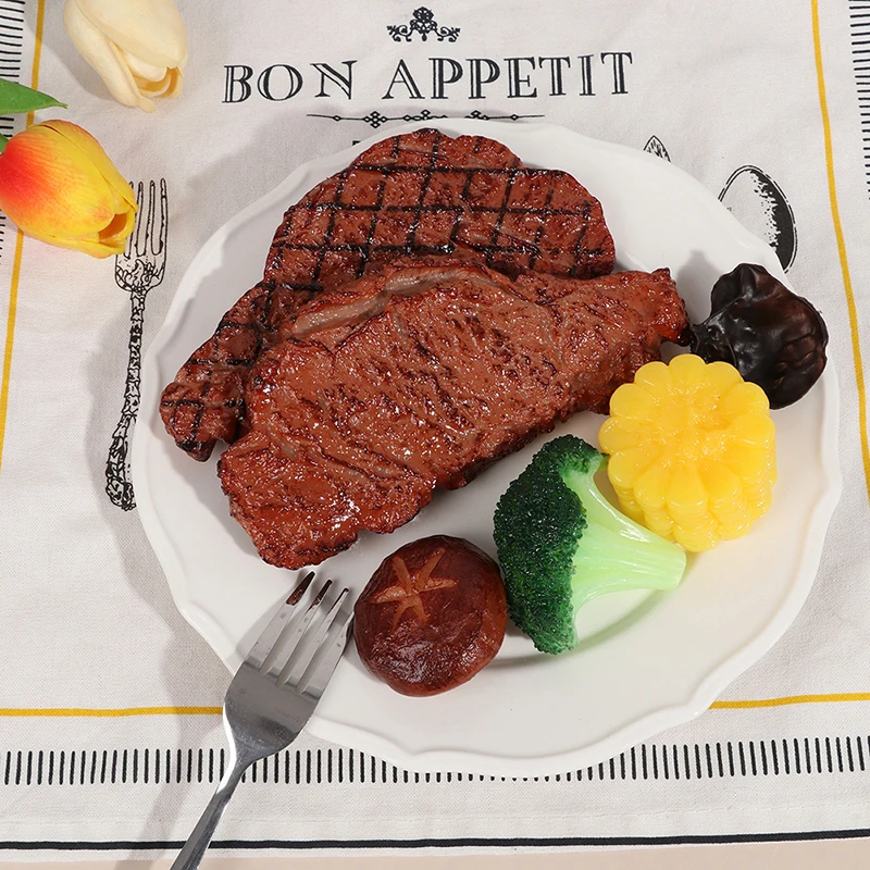 

1PC Steak European Food Model Keychains Japanese Cuisine Bag Pendant Gift Key Chain