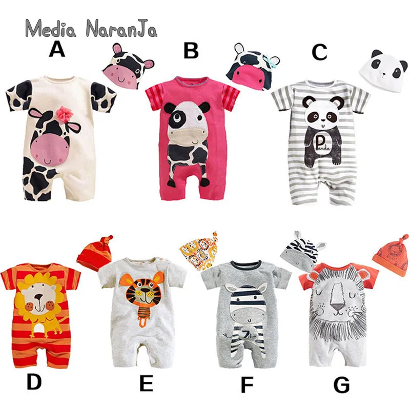 

Детский костюм коровы, хлопковый комбинезон со львом и шапочкой, из двух частей, с короткими рукавами, комбинезон с пандами