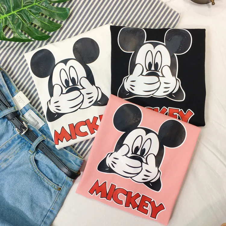 Disney Микки Маус Женская футболка Женская Мужская Минни с коротким рукавом летняя модная футболка для мальчиков и девочек