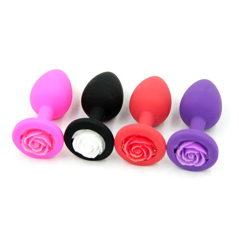 Роза 100% силиконовая мягкая анальная пробка Анальная женская секс игрушка для