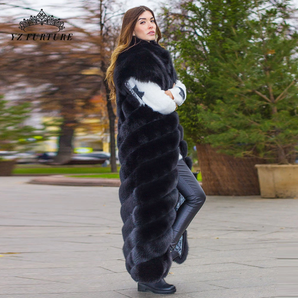 Женский жилет из натурального меха 120 см пальто лисьего новинка 2020 роскошный