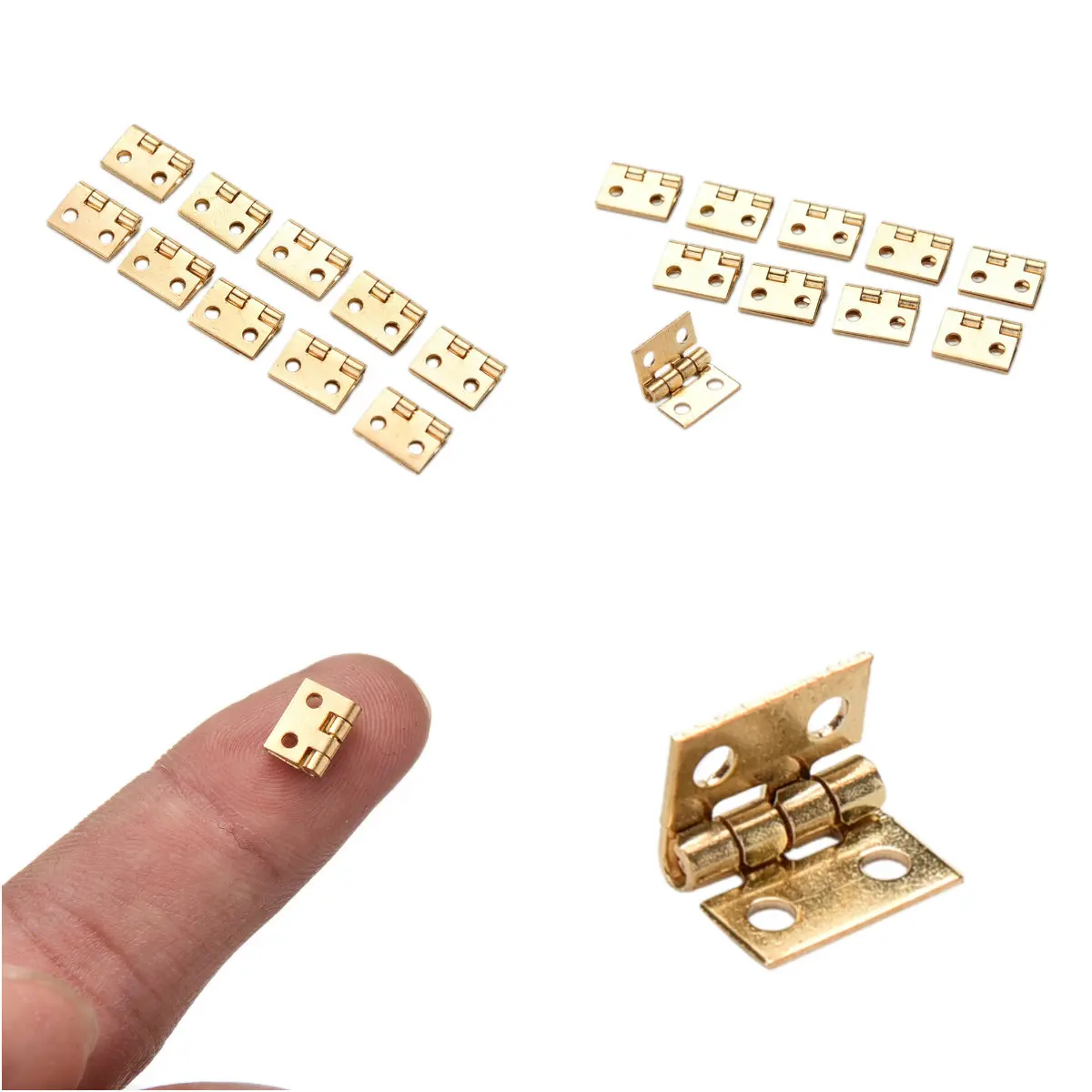 10 Pcs/lot 10*8MM Hand Tools Hardware Mini Cabinet Drawer Hinge Butt Hinge Copper Gold 4 Small Hinge Hole