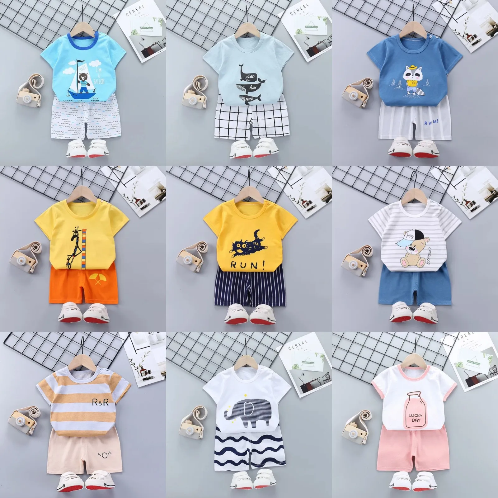 

2pcs Baby Boys Girls Summer Clothing Set Infant Clothes Suit Children's Short Sleeve + Shorts Toddler Homewear Suit Kids Outfits