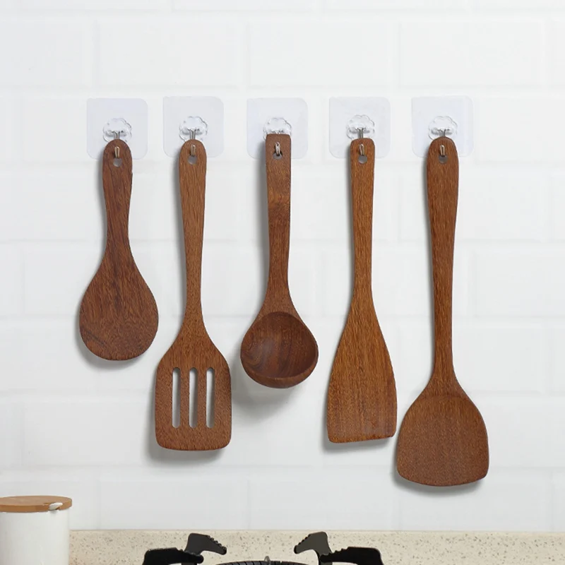 

1 PC Wooden Spatula Kitchen Non-stick Shovel Special Wooden Kitchenware High Temperature Resistant Wooden Cookware
