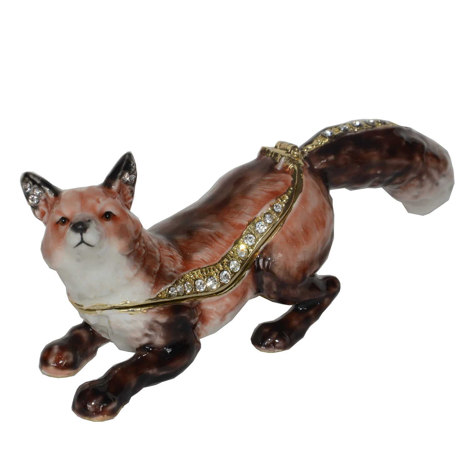 Шкатулка безделушка с лисой статуэтка диких животных Настольная металлическая