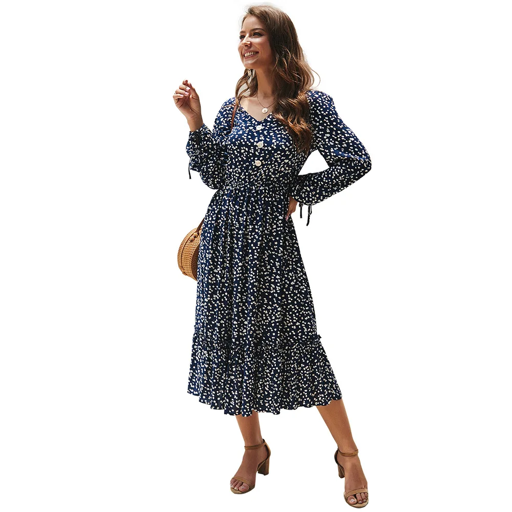 Женское Свободное длинное платье с принтом повседневное короткое большого